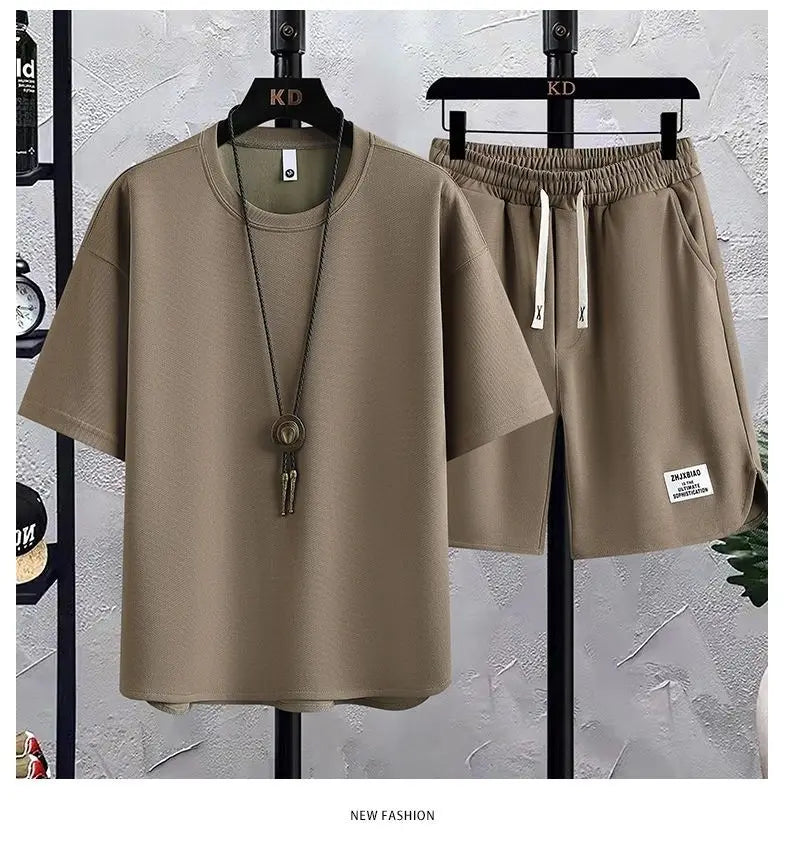 New Summer Suit Korean Casual T-shirt + Shorts