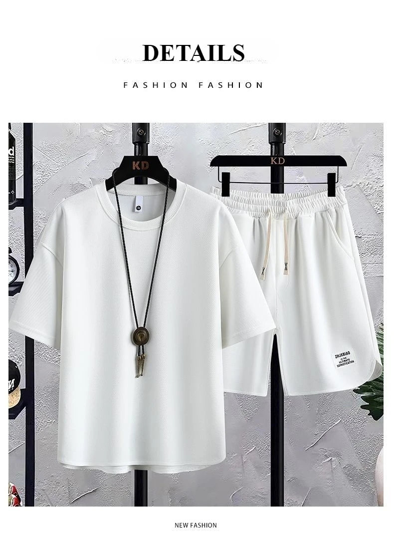 New Summer Suit Korean Casual T-shirt + Shorts