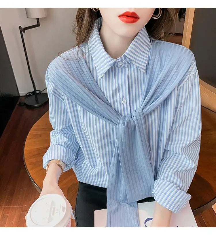 Shawl Striped Shirt for Women