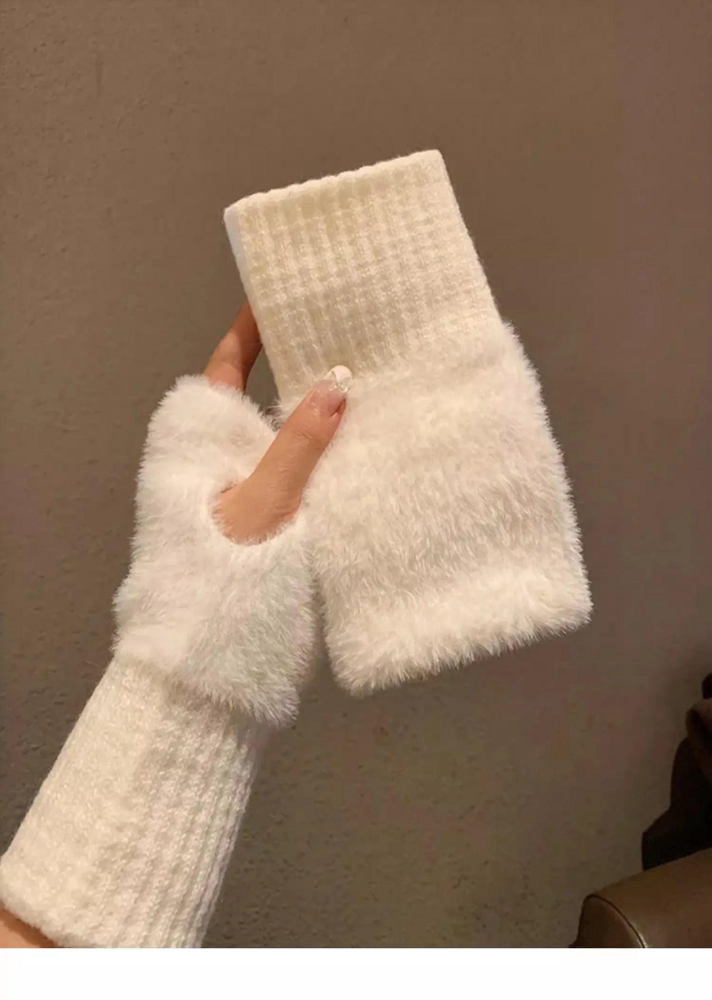 Soft Winter Half Finger Gloves Women