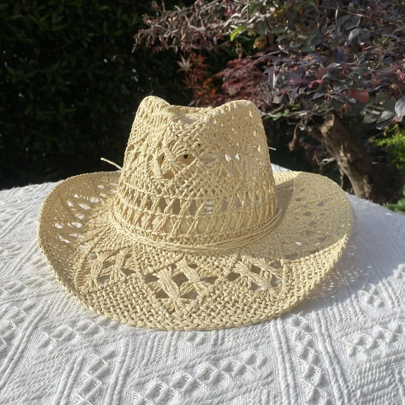 Vintage Straw Hat Women Hollowing Out