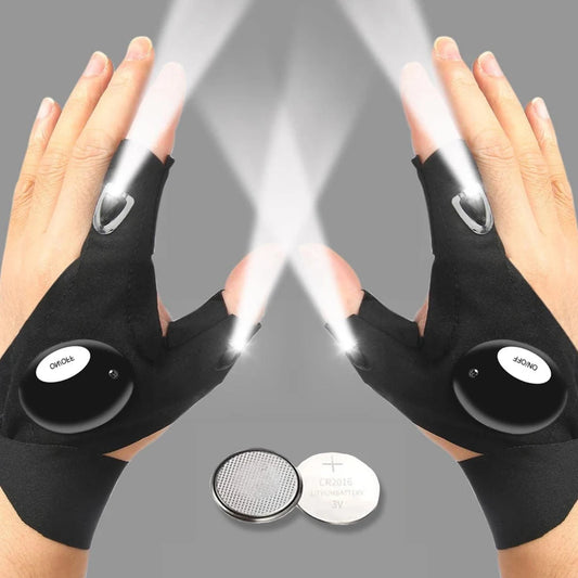 LED Half Finger Glove for Men Outdoor Waterproof