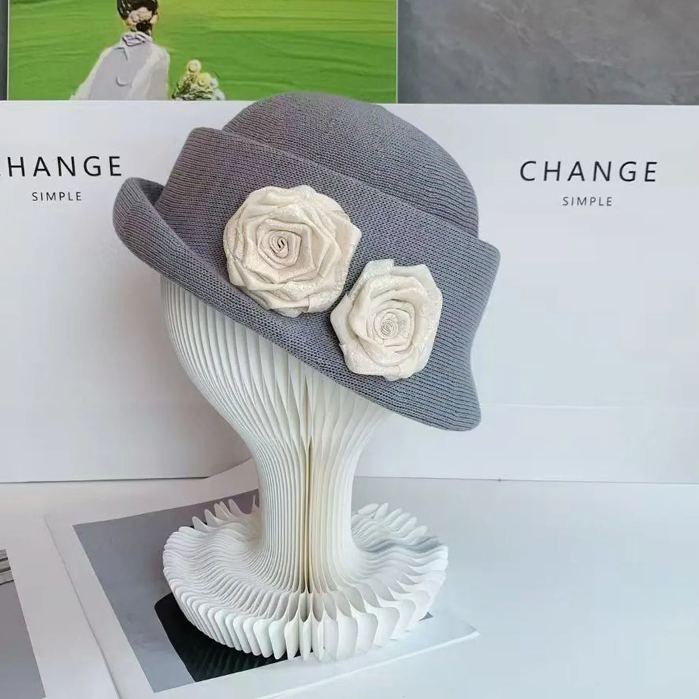Women Hats Three-dimensional Flower Design