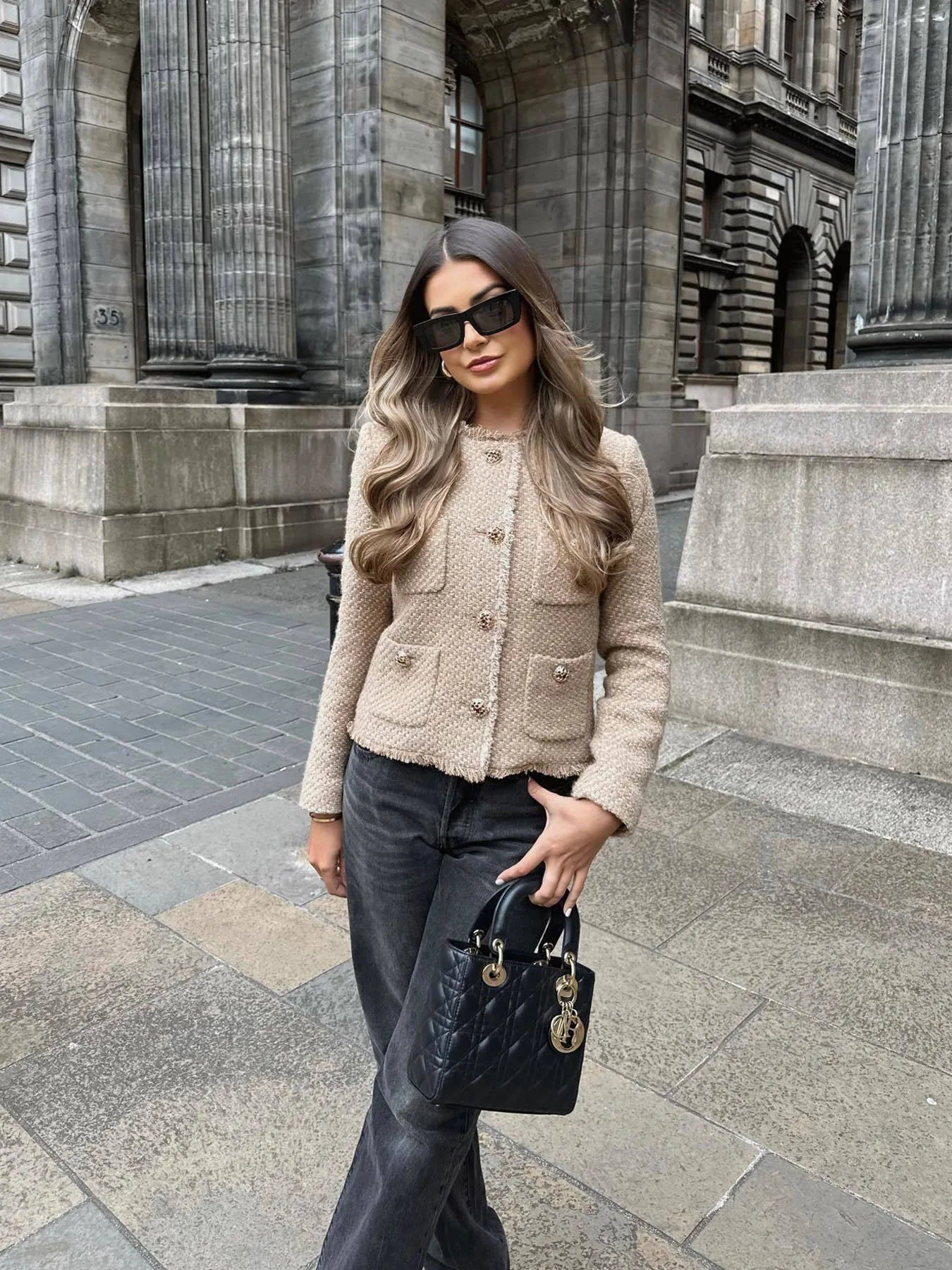 Women's Jacket Coat Tweed Cropped