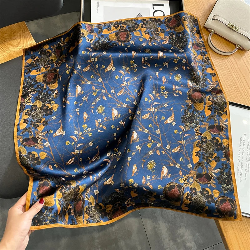 Women Pure Silk Scarf Square Neck
