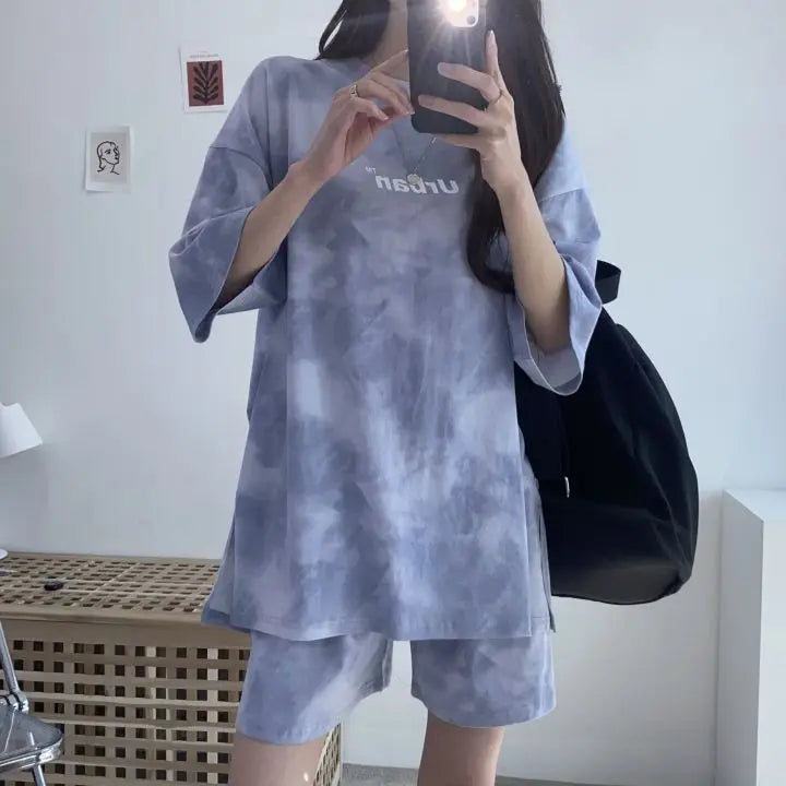 Women T-Shirt Shorts Suit Set Casual