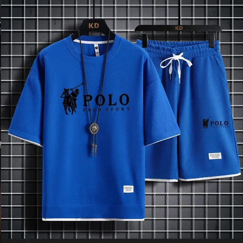 Men Sleeved T-Shirt+Sports Shorts