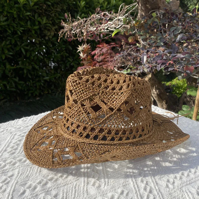 Vintage Straw Hat Women Hollowing Out