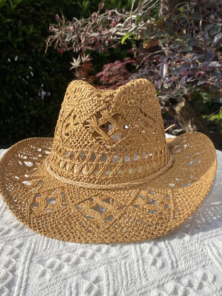 Vintage Straw Hat Women Hollowing Out