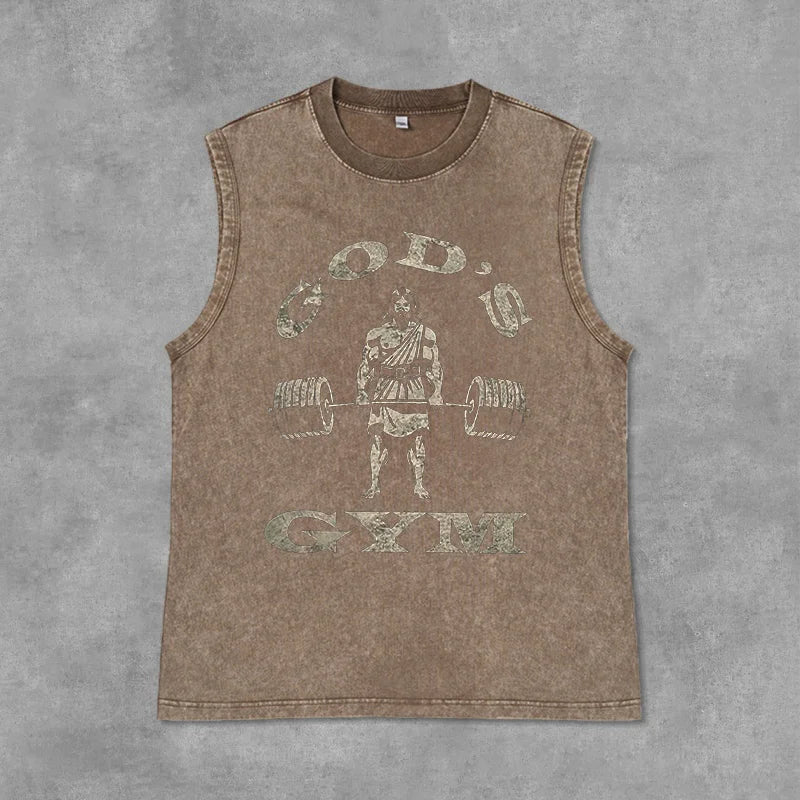 Men's Washed Tank Top Summer Running