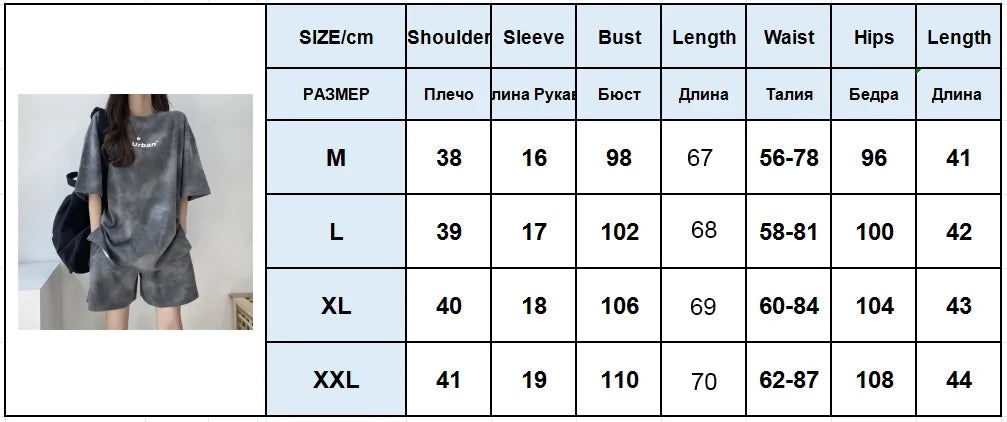 Women T-Shirt Shorts Suit Set Casual