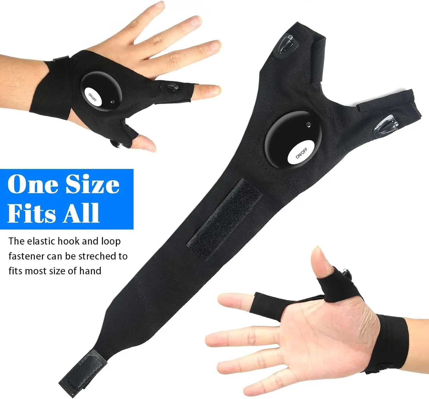 LED Half Finger Glove for Men Outdoor Waterproof