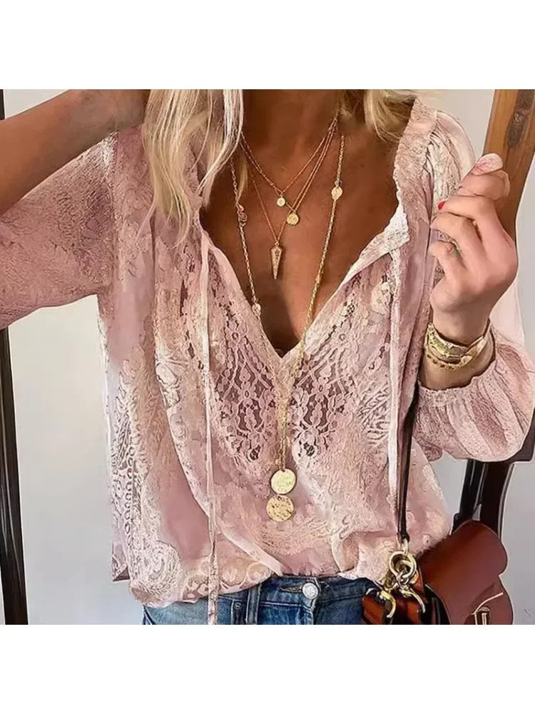 Women's Blouses Fashion Boho Lace