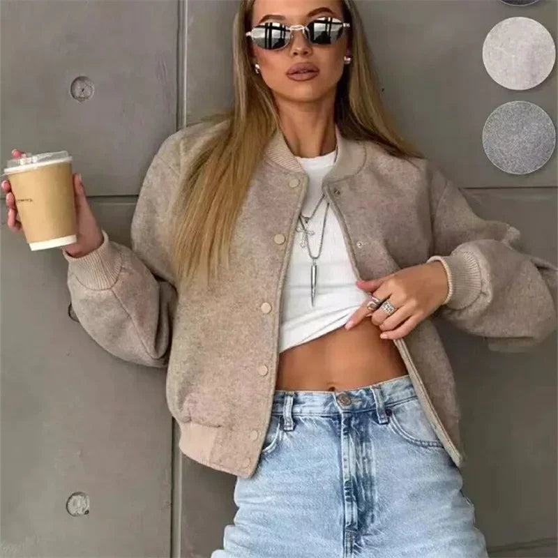 Women Jacket Cropped Bomber