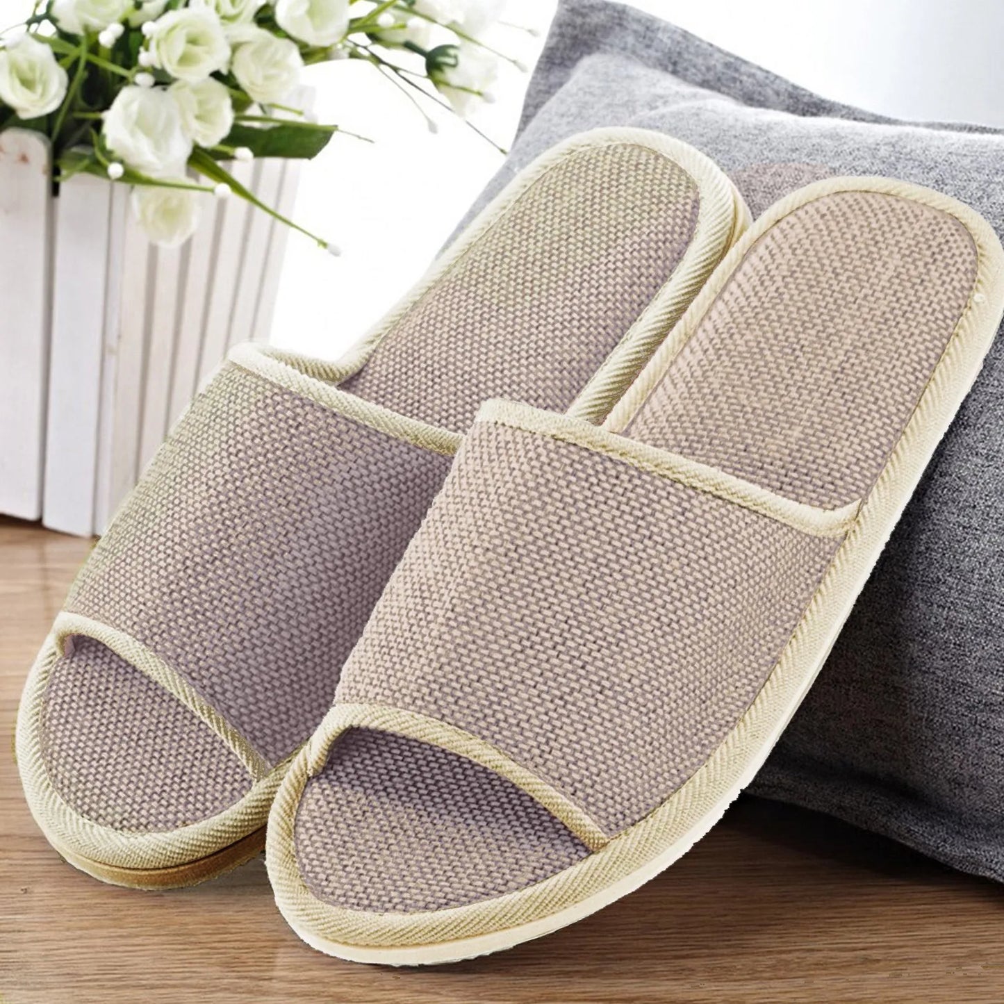 Linen Slippers Household