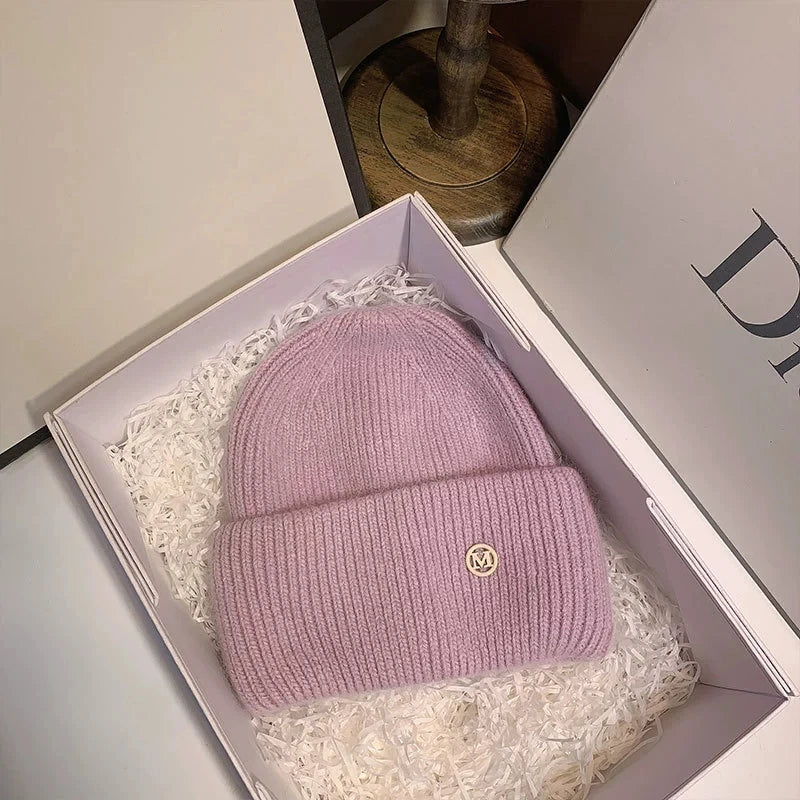 Knitted Hat for Women Fleece-Lined