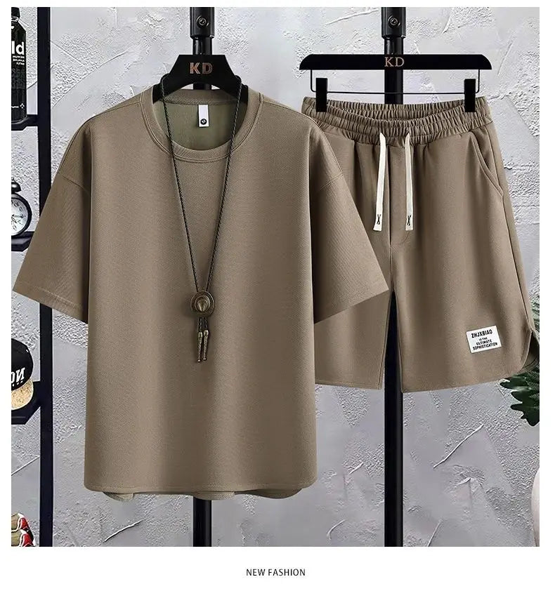 New Summer Suit Korean Casual T-shirt + Shorts