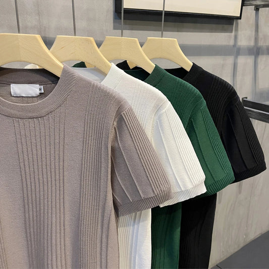 Men's Knit T-shirt Half Sleeve Heavyweight