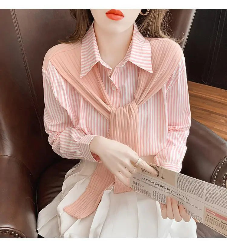 Shawl Striped Shirt for Women