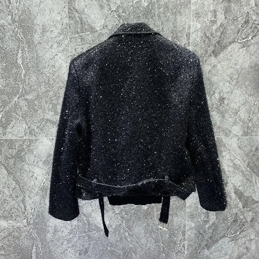 Mens Jacket Fringe Shiny Casual