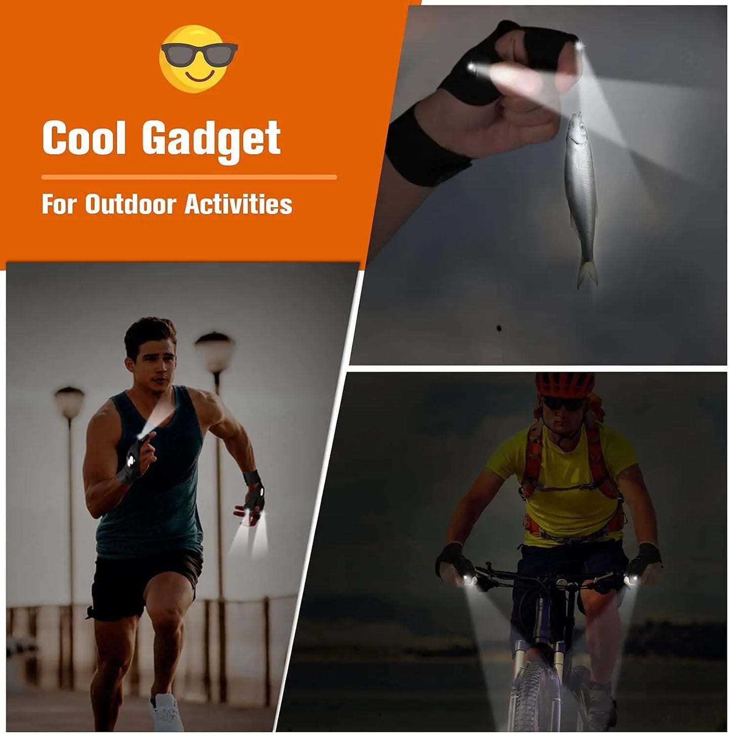LED Half Finger Glove for Men Outdoor Waterproof