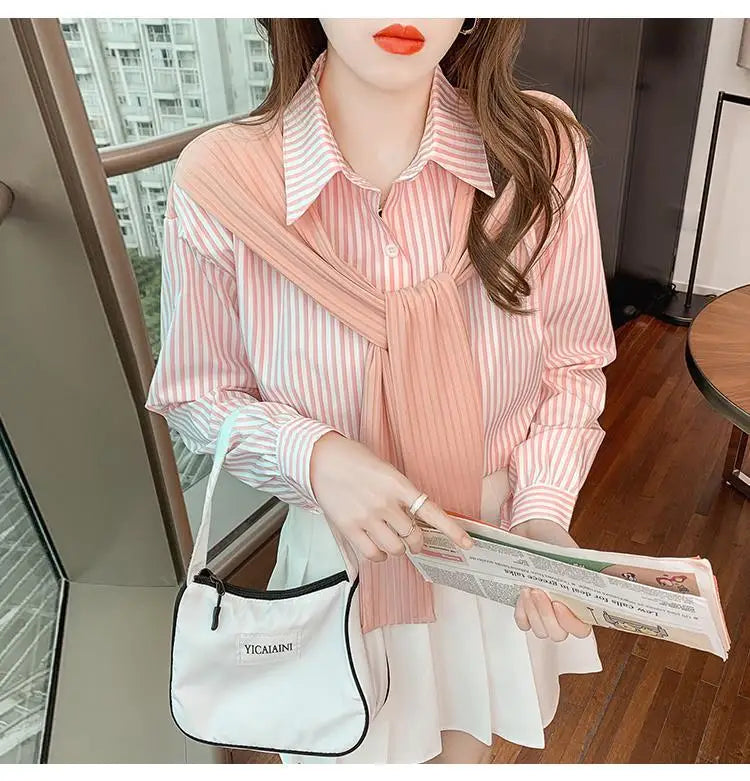 Shawl Striped Shirt for Women