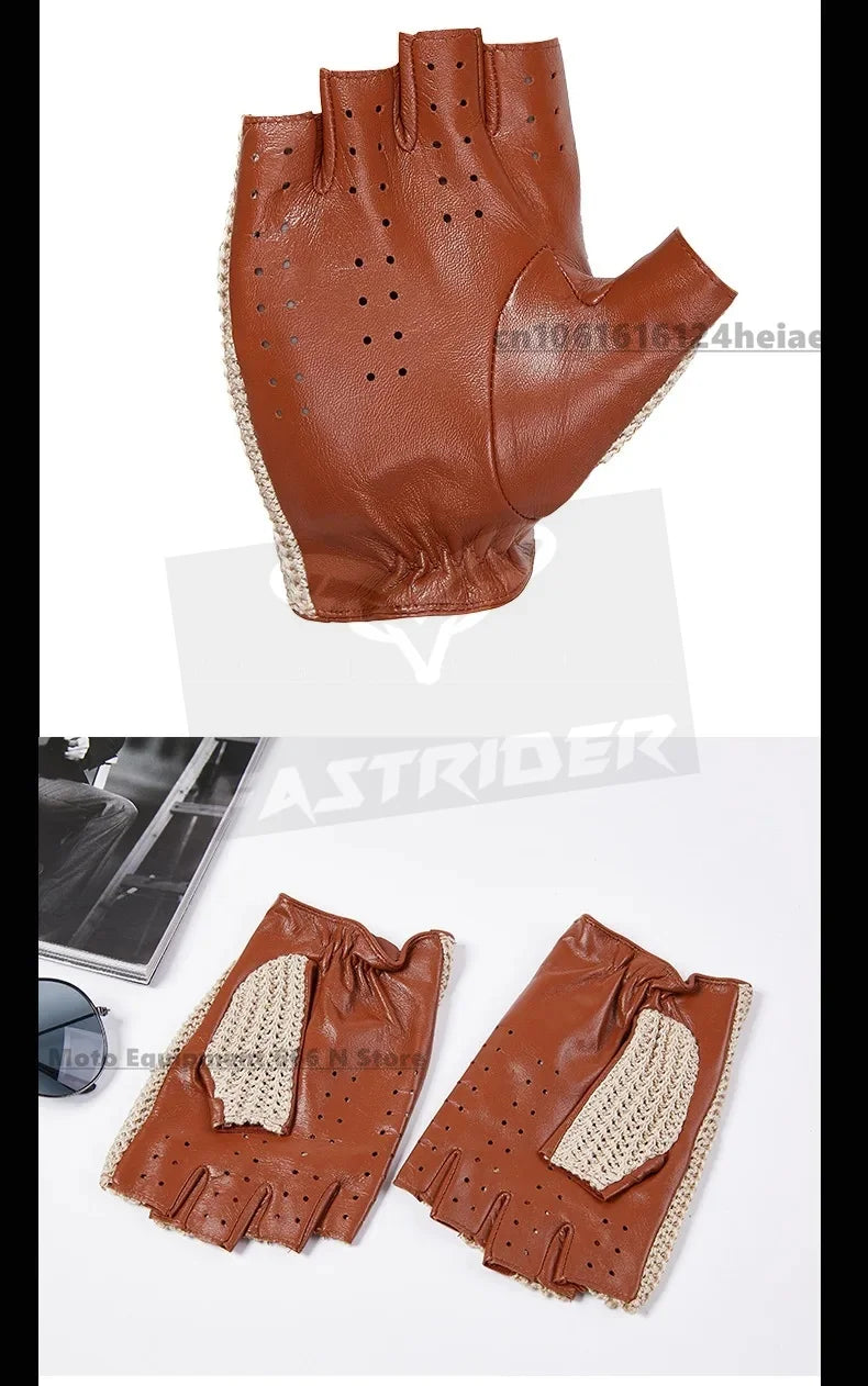 Men's Half-Finger Genuine Leather Moto