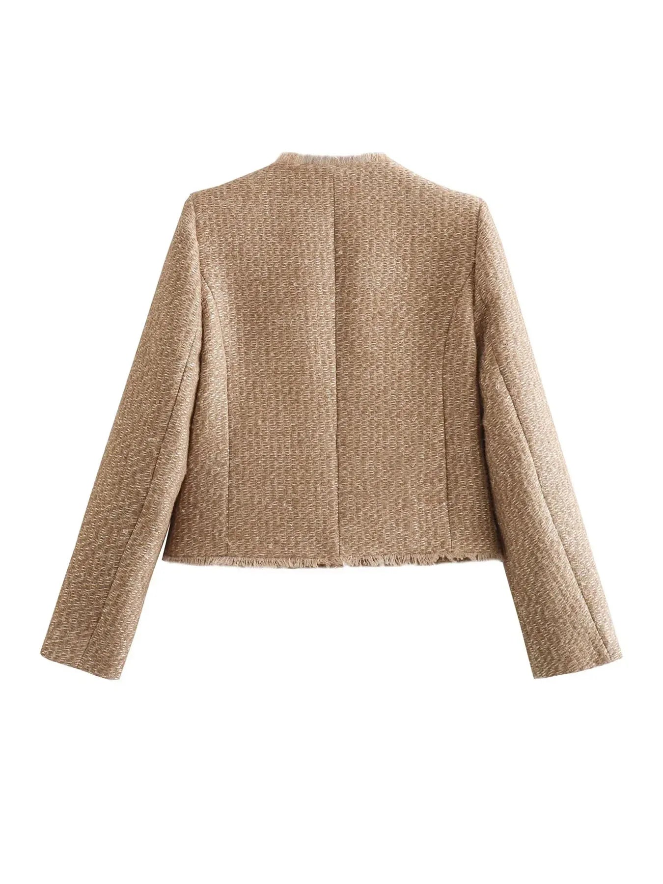 Women's Jacket Coat Tweed Cropped