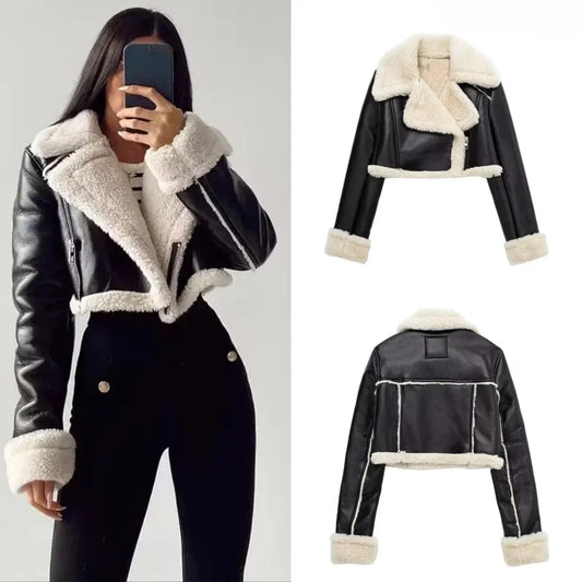 Women's Cropped Leather Jacket