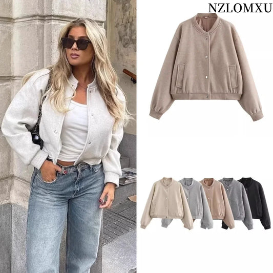 Women Jacket Cropped Bomber