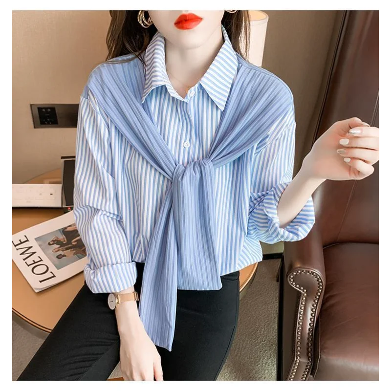 Shawl Striped Shirt for Women
