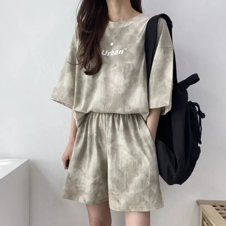 Women T-Shirt Shorts Suit Set Casual