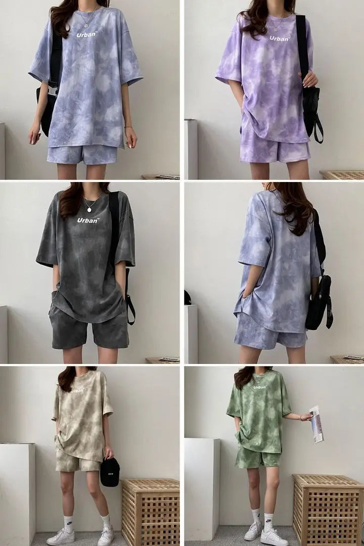 Women T-Shirt Shorts Suit Set Casual