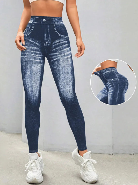 Women Imitation Jeans Leggings Casual