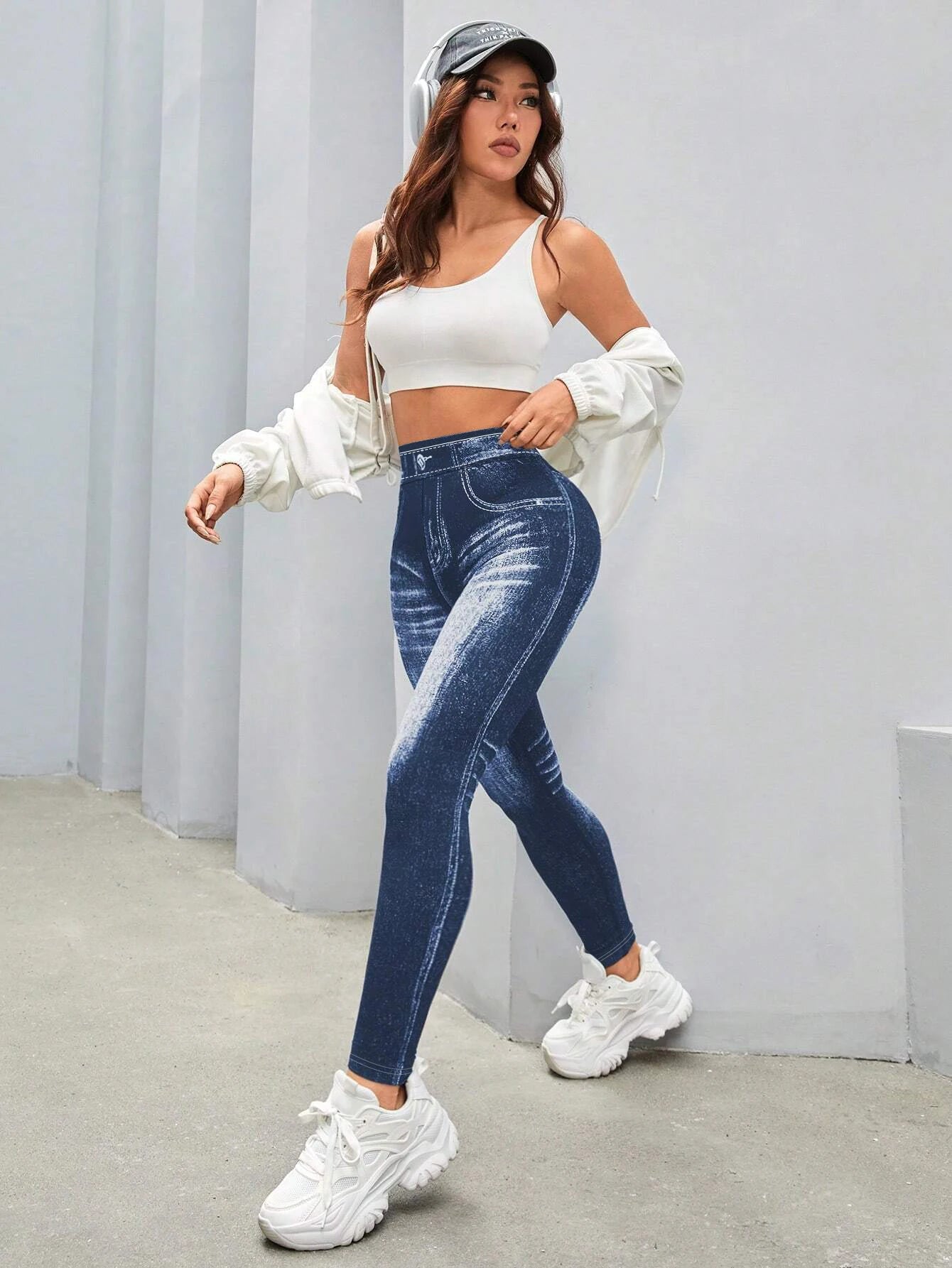 Women Imitation Jeans Leggings Casual