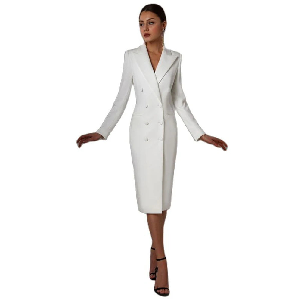 Women's Suit Long Blazer Double Breasted Jacket
