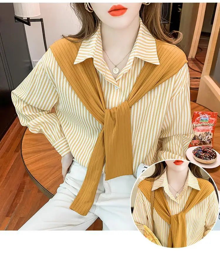 Shawl Striped Shirt for Women