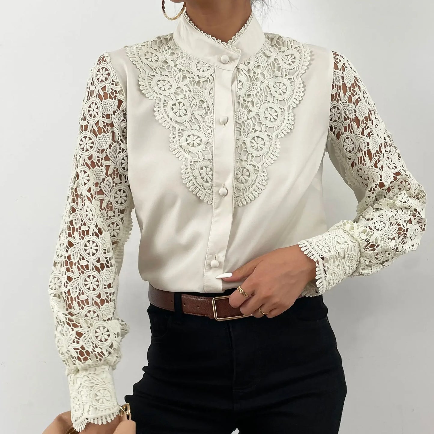Women's Blouses White Office Spring Casual
