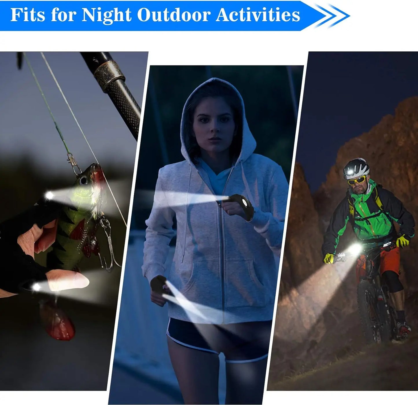 LED Half Finger Glove for Men Outdoor Waterproof