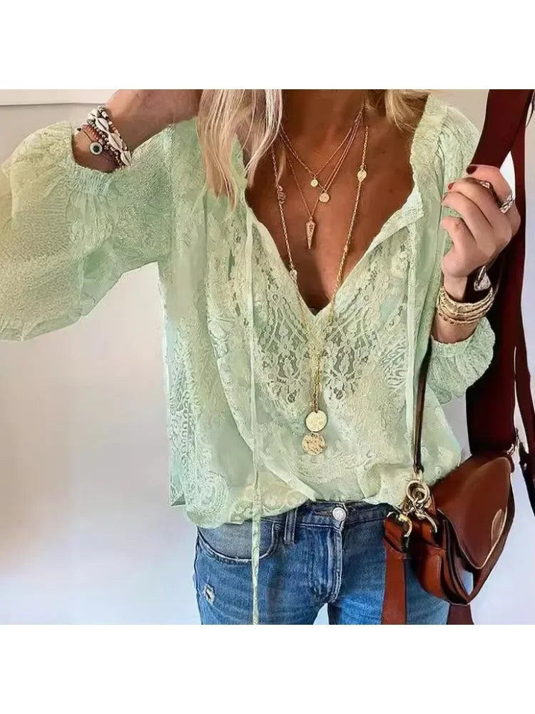 Women's Blouses Fashion Boho Lace