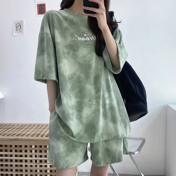 Women T-Shirt Shorts Suit Set Casual