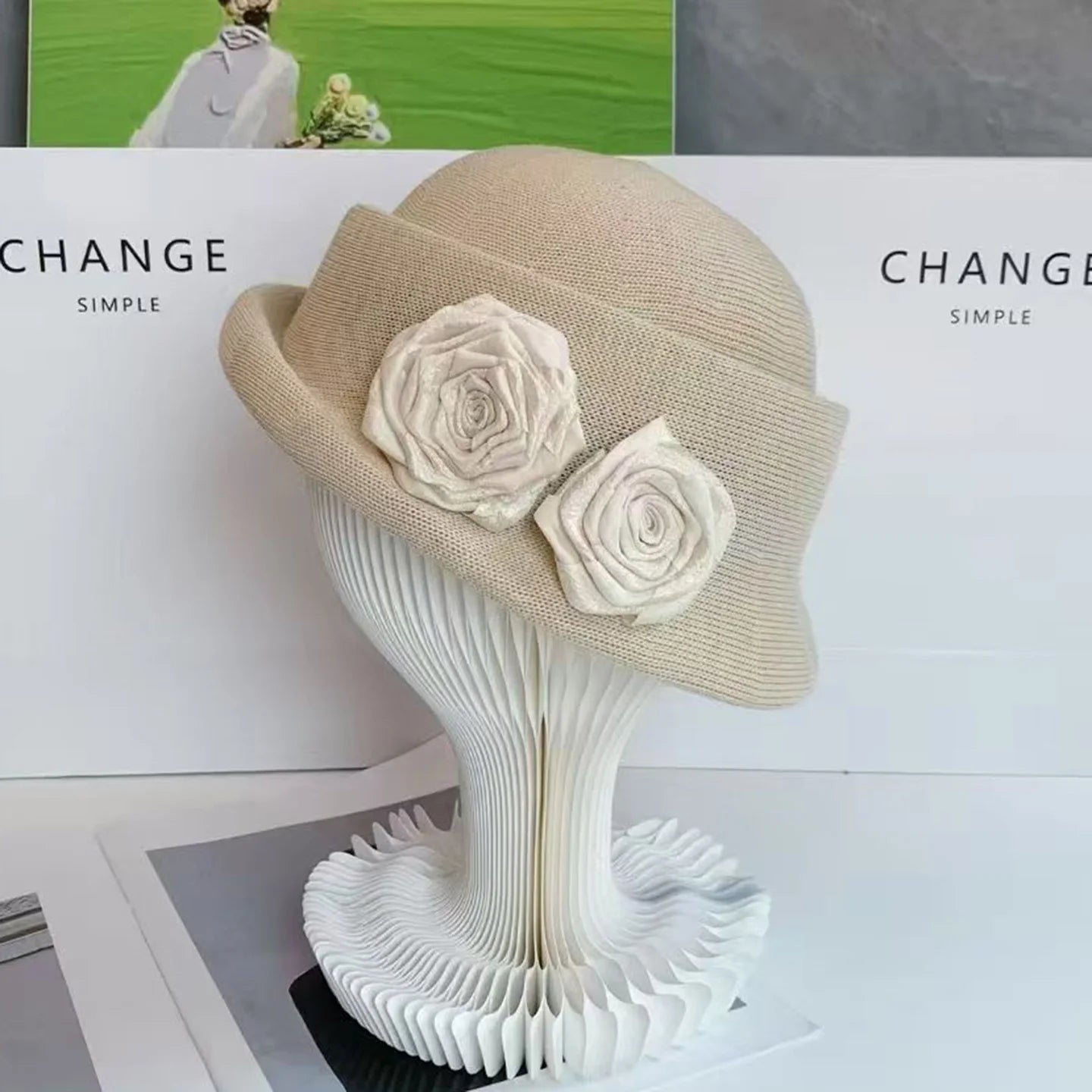 Women Hats Three-dimensional Flower Design