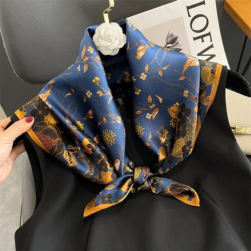 Women Pure Silk Scarf Square Neck