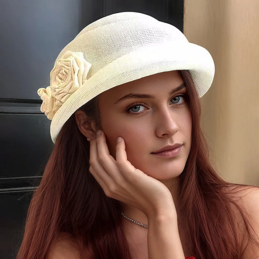 Women Hats Three-dimensional Flower Design