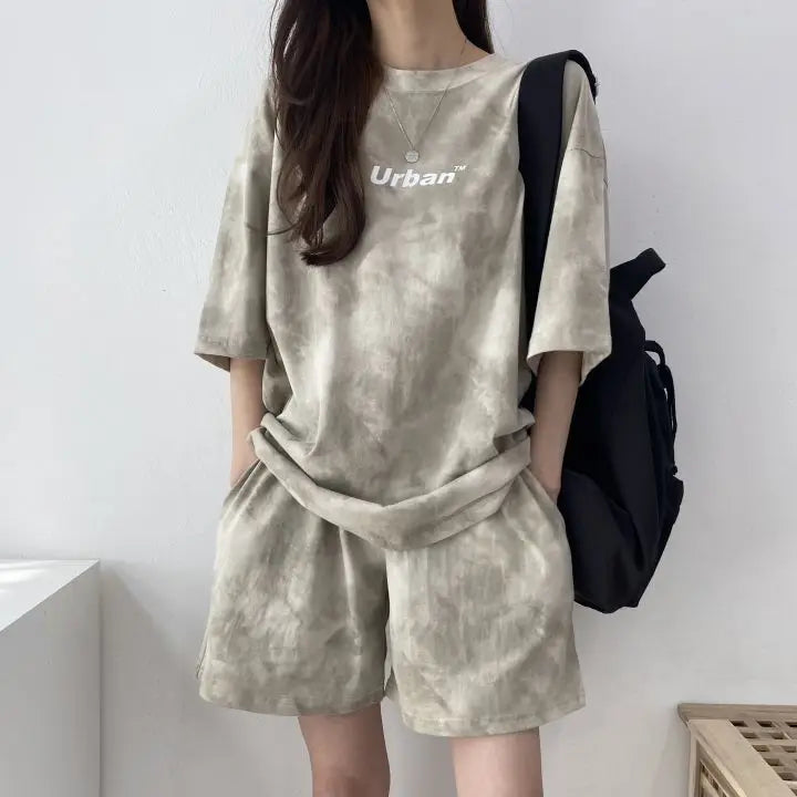 Women T-Shirt Shorts Suit Set Casual