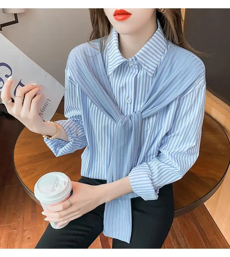 Shawl Striped Shirt for Women