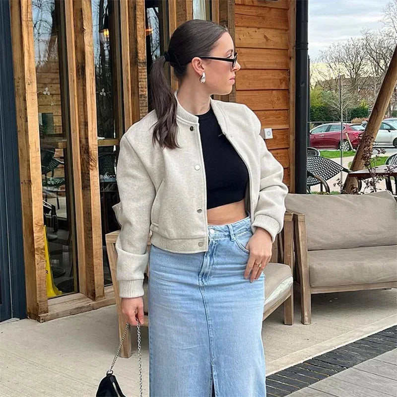 Women Jacket Cropped Bomber
