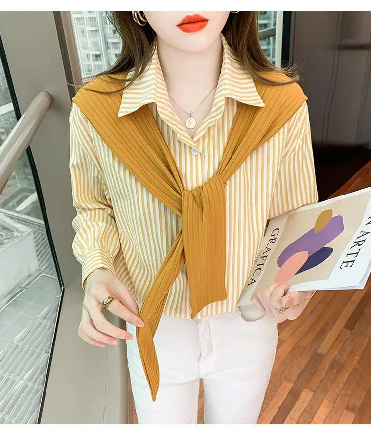 Shawl Striped Shirt for Women