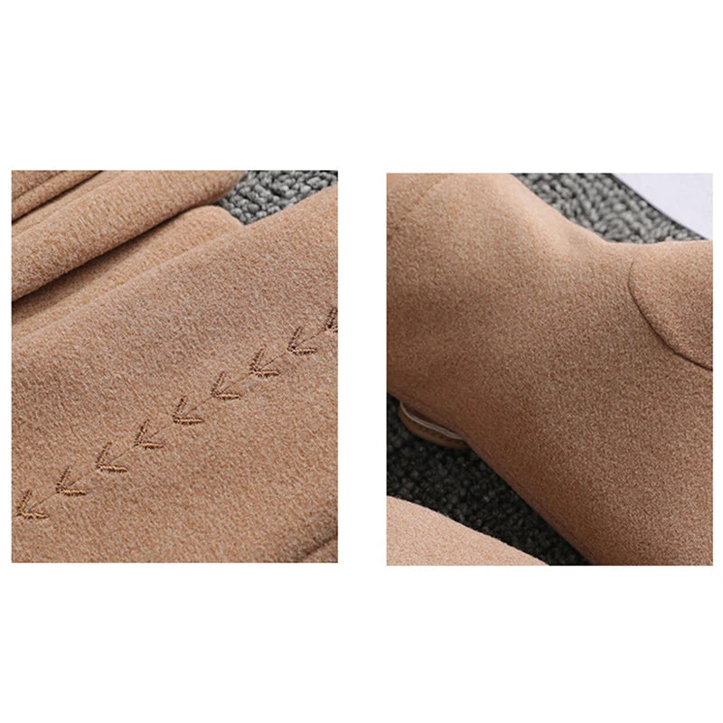 Women Gloves Cute Bow Embroidery