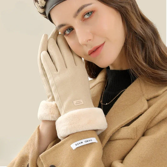 Women Winter Thick Plush Gloves Fashion